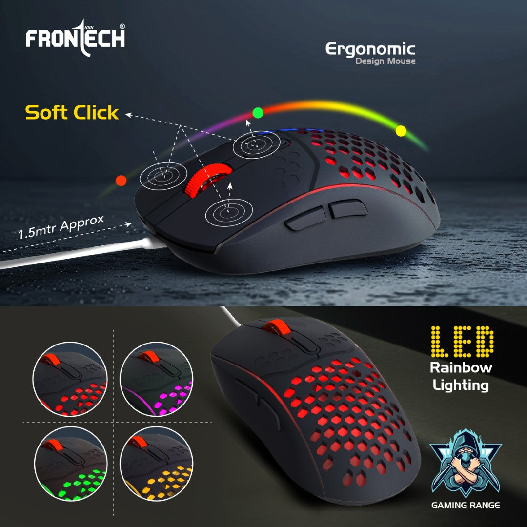 Frontech Aero Blade Wired Gaming Set: Rainbow LED, 94 Keys, 7200 DPI (KB-0044) Frontech Aero Blade Wired Gaming Set: Rainbow LED, 94 Keys, 7200 DPI (KB-0044)